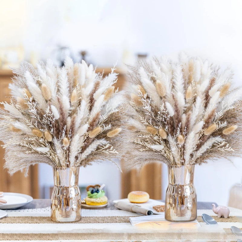 440PCS Natural Pampas Grass Decor Bouquet | Boho Dried Floral Arrangement Cen... Pampas Grass