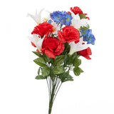 23" Patriotic Artificial Rose, Easter Lily, Hydrangea Floral Bush Lily