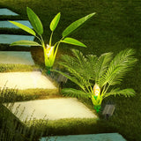 2PCS Artificial Plants Outdoor w/Solar Lights Garden Stake Lights Pathway Lights Green Plant