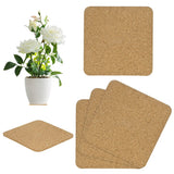 4-Pack Cork Plant Coasters, 3.7 in Square Cork Plant Mats for Garden [Wood Tone] Garden Plants