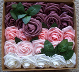 26 Artificial Flowers Foam Roses 4 Colors Wedding Bouquet Party Shower Bouquet
