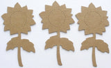 {5}  SUNFLOWER -  Flower Bare Unfinished Chipboard Die Cuts - 2" x  3.5" Sunflower