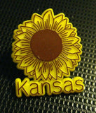 Kansas The Sunflower State Lapel Pin - Vintage USA Midwest American Flower Badge Sunflower