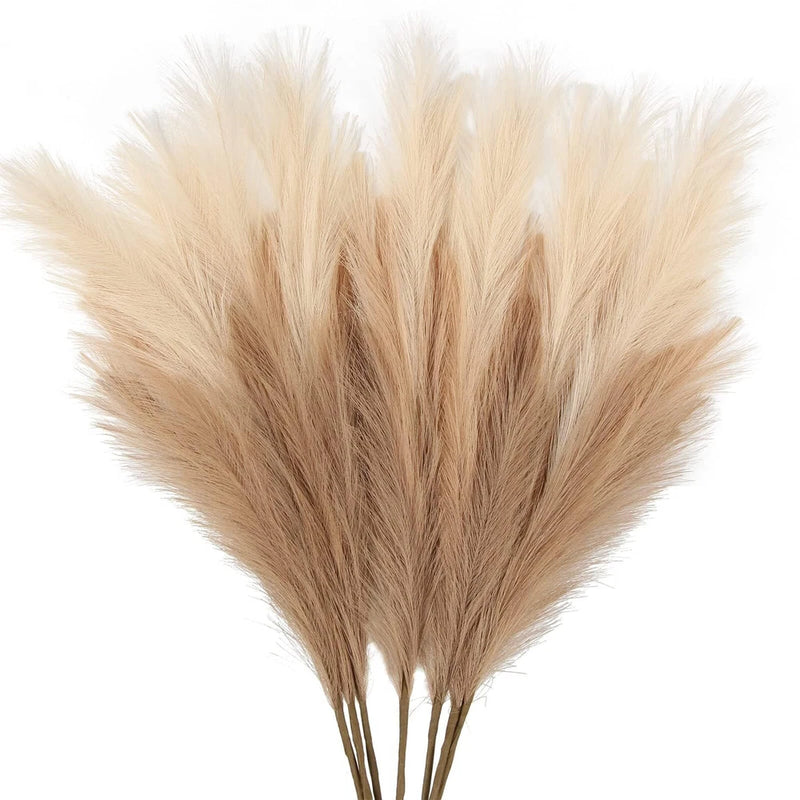 7-Piece Artificial Faux Pampas Grass Tall and Fluffy for Decor Beige Mixed Pampas Grass