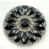Flower Sunflower Clear Rhinestone Black Onyx Premier Design Brooch Pendant Sunflower