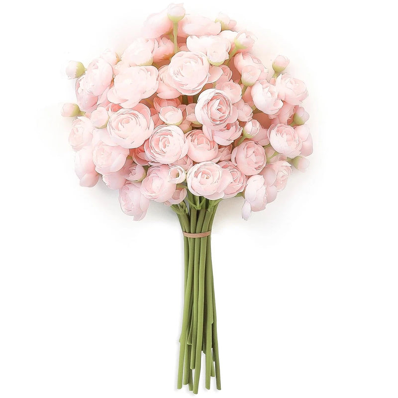 Ranunculus Artificial Flowers 18 Pcs Blush Faux Silk Mini Ranunculus Bulk Fak... Ranunculus