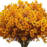 Grunyia 16 Bundles Artificial Fall Mums Outdoor UV Resistant, Fake Silk Plant... Green Plant