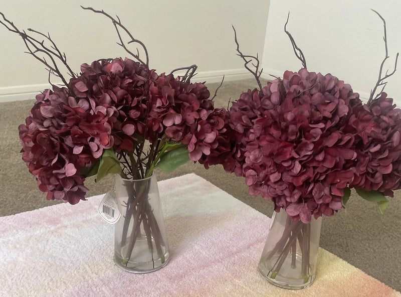 allen + roth 15-in Red Indoor Artificial Hydrangea Artificial FlowerPrice For 2 Hydrangea