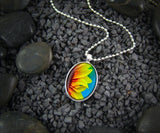 Bright Summer Sunflower Flowers Petals Floral Silver Glass Pendant Necklace Sunflower