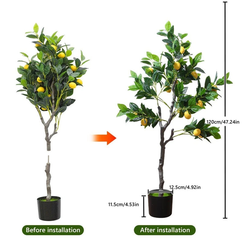 Artificial Lemon Tree Potted Plant | Tall Indoor Outdoor Decor Tree 150cm /120cm Green Plant