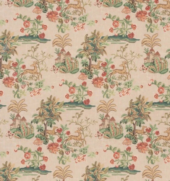 GP & J BAKER CURTAIN FABRIC 'KNIGHT'S TALE LIGHT - PLASTER' 2.6 METRES  KIT KEMP Flowering Plants