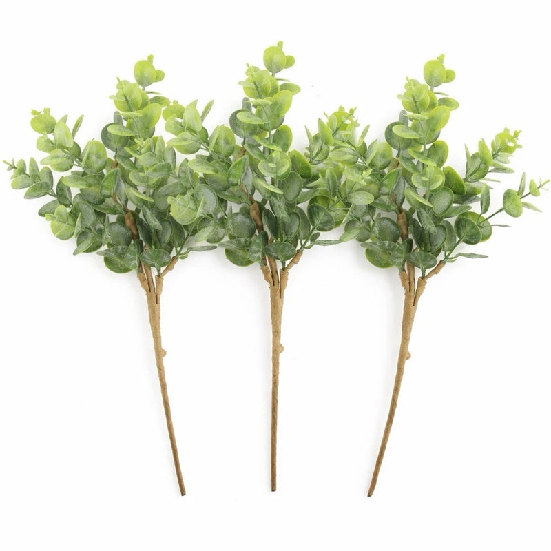 Set of 3 Green Eucalyptus Picks Ð Faux Greenery Floral Stems Green Plant