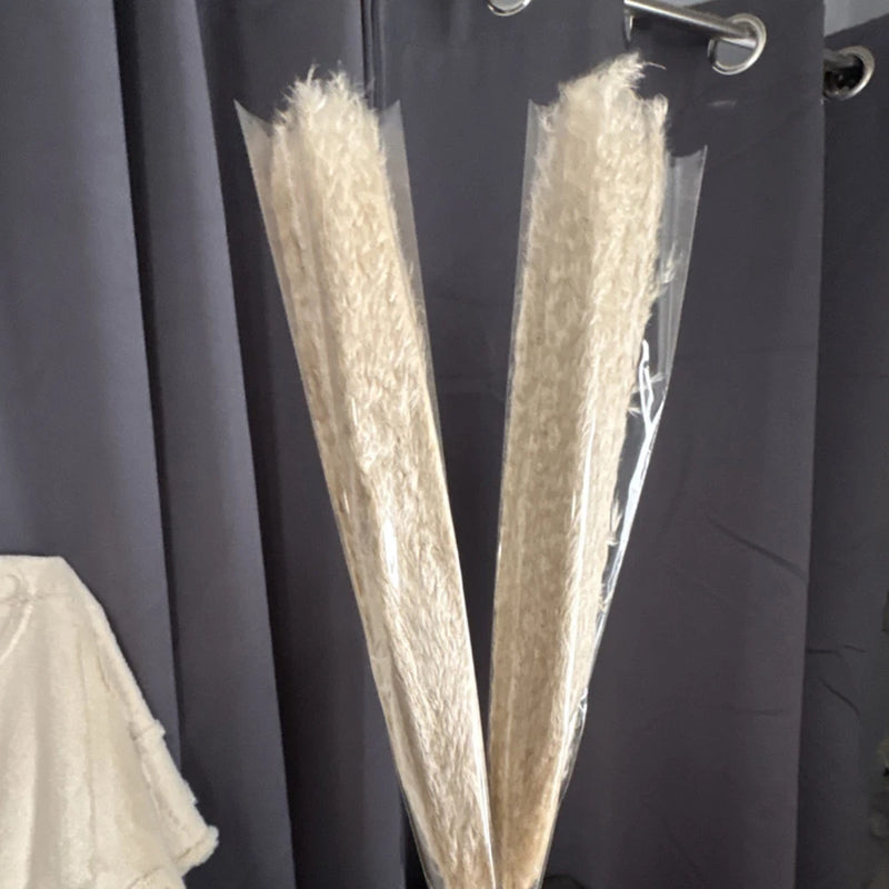 HT 10 PCS Artificial Pampas Grass White 17 Inch Silk Branches Pampas Grass