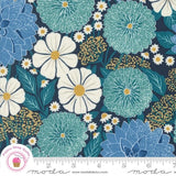 Moda FIELD OF FLOWERS 3310 19 Blue Navy Floral KATHARINE WATSON Quilt Fabric Flowering Plants
