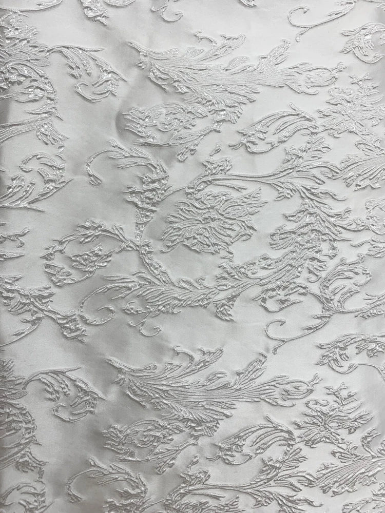 MILK WHITE Floral Brocade Fabric (60 in.) Sold By The Yard Flowering Plants