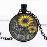 You My Sunshine Sunflower Black Large Charm Pendant 20