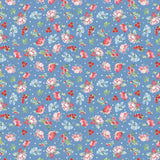 Americana Medium Floral Y4774-88 Denim 4th July Picnic Fabric Beth Grove Flowering Plants