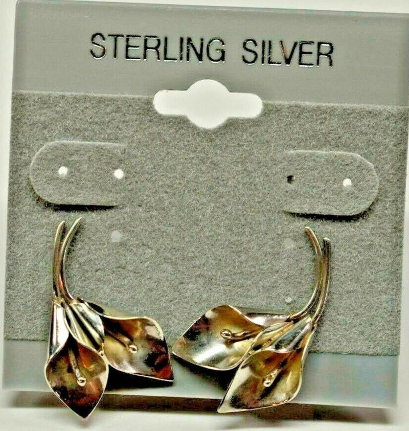 VINTAGE STERLING SILVER CALLA LILIES FLOWER SCREW BACK NON-PIERCED EARRINGS NYE. Lily