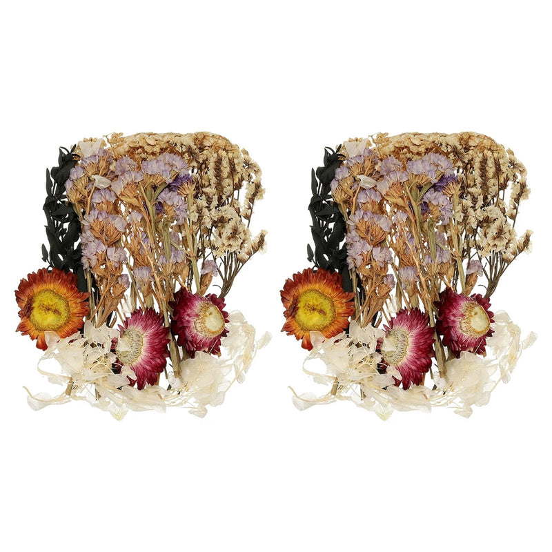 Beige dried flower set with pressed blossoms and wreath-style arrangement