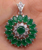 2Ct Simulated Emerald Diamond 18K White Gold Plated Silver Sun Flower Pendant Sunflower