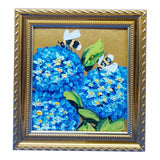 Honey Bee Hydrangea Bumblebe Original Oil Painting Golg Framed Handmade Wall Art Hydrangea