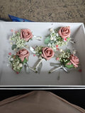LingÕs Moment Wedding Flowers Roses & Pearls 5 Boutineers 1 Wrist Corsage Bouquet