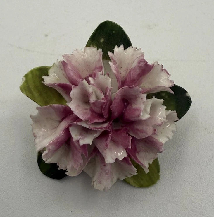 Jon Anton Bone China Pink Floral Carnation Brooch Pin Made in England Carnation
