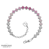 Park Lane Peony Pink Purple Clear OmbrŽ Micro CZ Quatrefoils 5mm Tennis Bracelet Peony