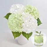 MARTINE MALL 4Pcs 21in Hydrangea Artificial Flowers, 4Pcs, White&light Green Hydrangea
