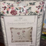 Dream Suite Embroidered Pillow Sham Quilted Carnation Standard Pink/burgandy Carnation