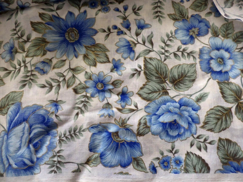 Robert Kaufman Fabric Blue Floral Spring Cotton BTY Flowering Plants
