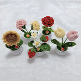 DIY Handmade Mini Flower Plants Crochet Woolen Potted Ornament For Decoration Sunflower
