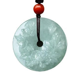 Natural Peony Flower Jade Pendant Bead Necklace Jewellery Fashion Luck Amulet Peony