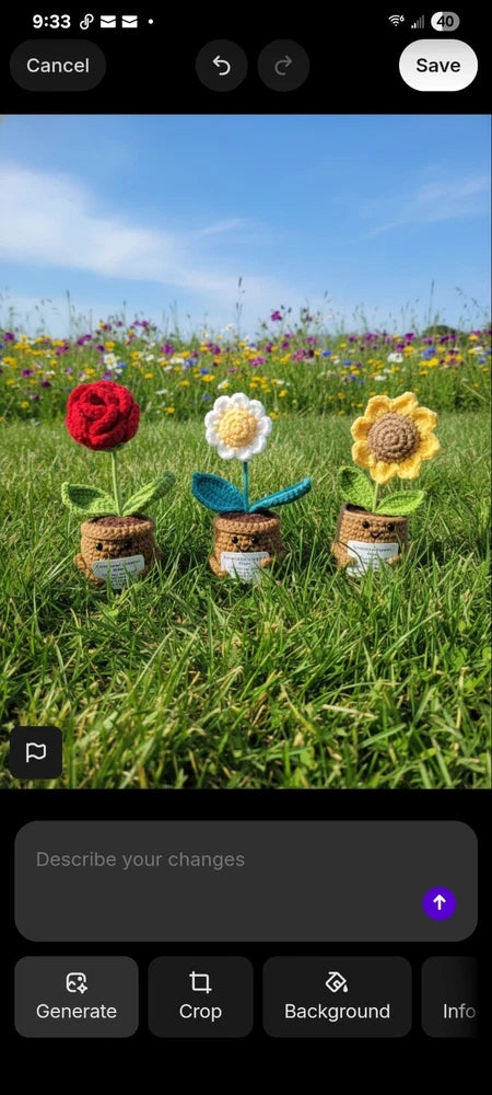 Pick One Rose Daisy Or Sunflower Crocheted Emotional Support Flower 6" Sunflower
