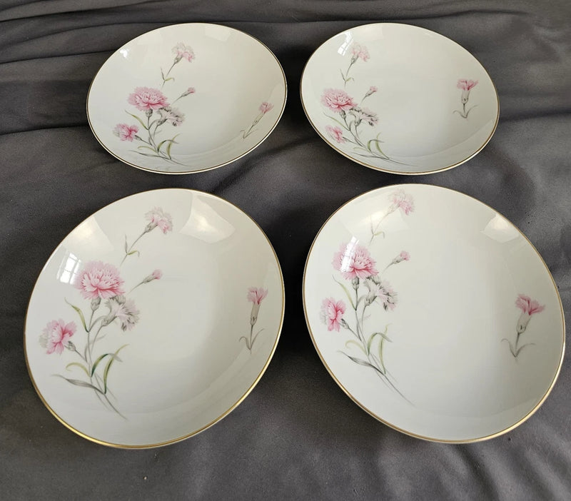 Vintage Royal Court Carnation Fine China JAPAN Set of 4 Soup Salad Bowl 6.5" Carnation