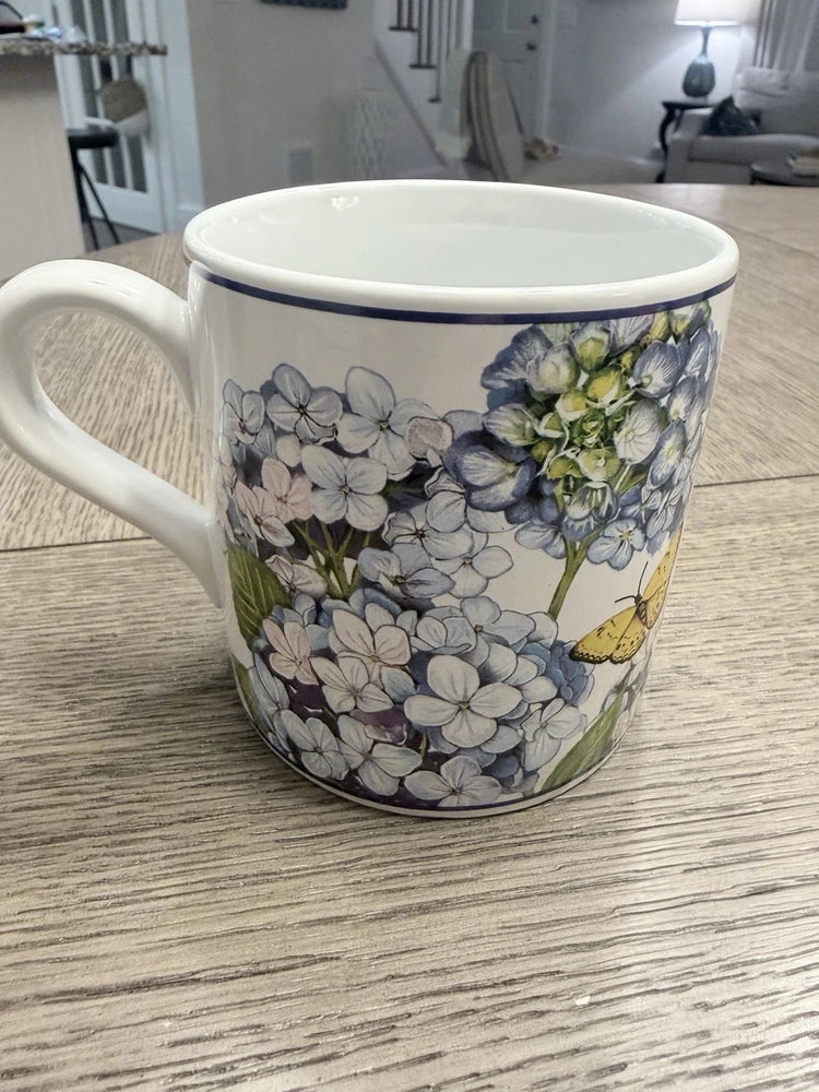 Mary Lake-Thompson - Beautiful Blue Hydrangea with Yellow Accents - Ceramic Mug Hydrangea