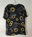 MTV T Shirt L Sunflower Butterfly Music Television Mens  Flower Black Summer NEW Sunflower