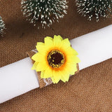 10PCS Simulation Flower Napkin Ring Linen Lace Placemat Buckle Sunflower Ring Sunflower