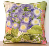 Flowers- Hydrangea, Flower Border, Suzanne Nicoll Cotton/Poly Blend Pillow New Hydrangea
