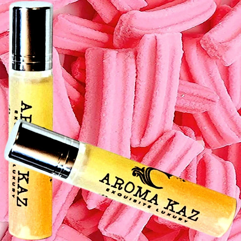 Aroma KAZ alcohol-free vegan fragrance oil roll-on, yellow stick bottle with gold cap