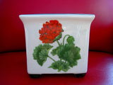 Handcrafted Handpainted Hydrangea Design Porcelain Square Planter 4 5/8" Tall Hydrangea