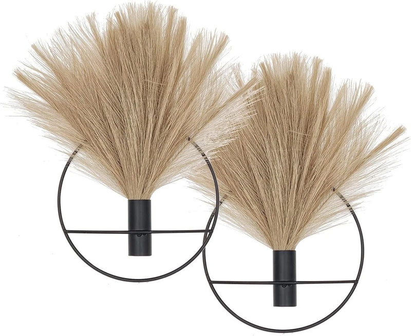 Boho Wall Decor, Wall-Mounted Metal Art, Hanging Artificial Pampas Display Pampas Grass