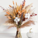 Fall Dried Flower Bouquet Ð Boho Fall Decor with Pampas Grass, Cotton, and Pampas Grass