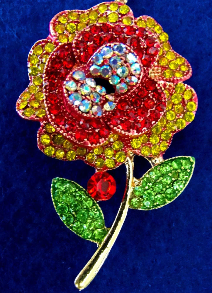 Sunshine Joyful SUMMER Sun FLOWER Vibrant Rhinestone Bohemian Statement Brooch Sunflower