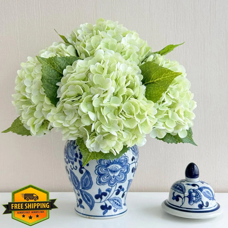 ZYTUYO 4 Pcs Light Green Hydrangeas Artificial Flowers 21" Real Touch Hydrangea