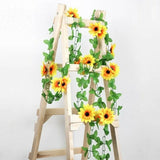 4x Artificial Sunflower Fake Garland Garden Party Fence Decor Faux Vine Ivy Home Sunflower