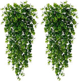 2 Pcs Artificial Hanging Plants Faux Eucalyptus Vine Plant UV Resistant Outdoor Green Plant