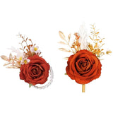 Rose Floral Corsage and Boutonniere Set for Prom For Wedding Occasions Green Plant