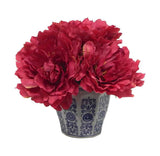 Peony, Potted, Burgundy faux plant - 7" Peony