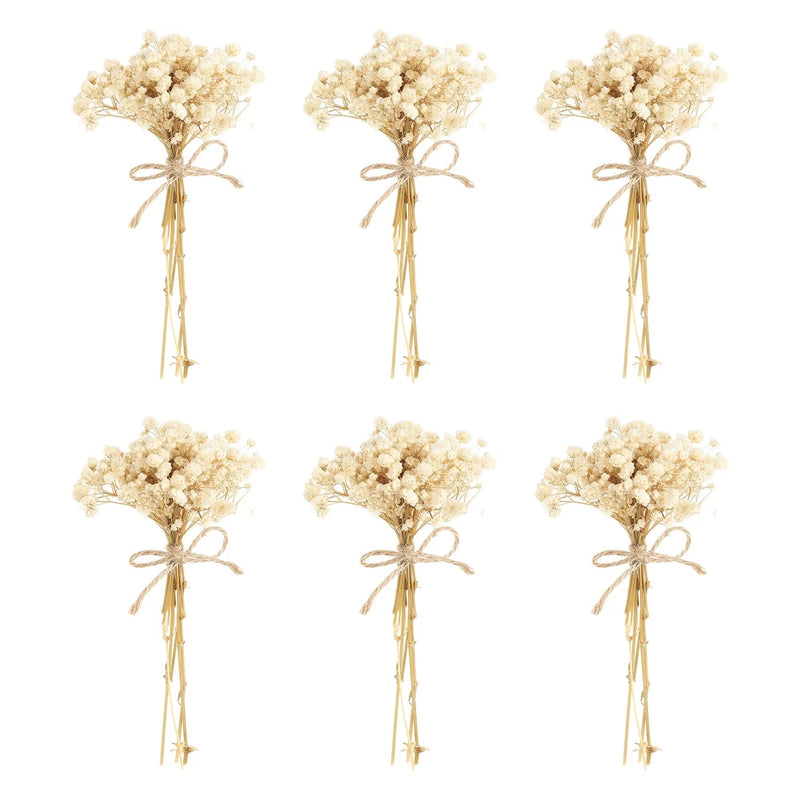 6 Pcs Mini Dried Flower Bouquet Baby's Breath Boho DIY Gift White Dried Flower